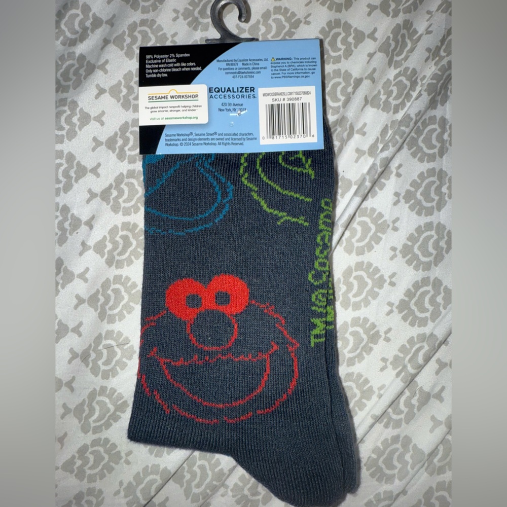 Elmo, Cookie Monster Sesame Street Crew Socks